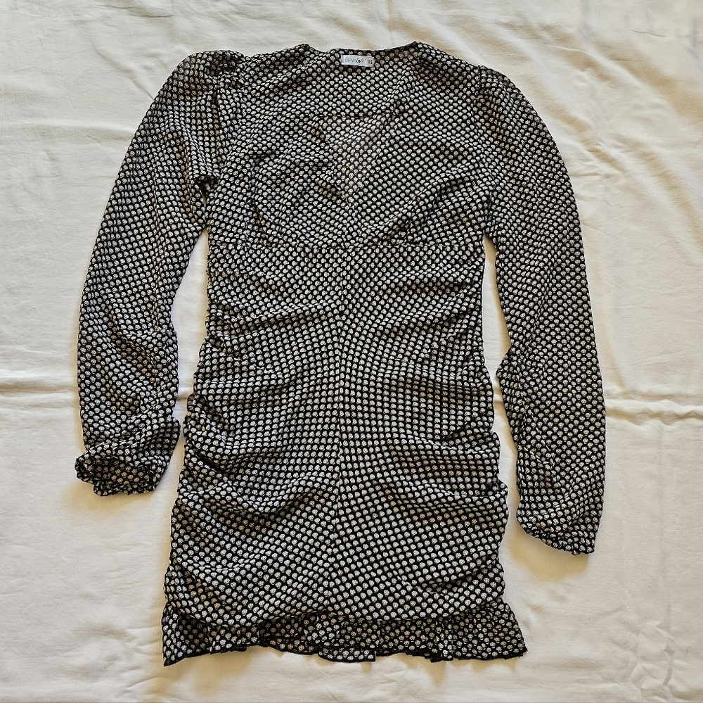 Glowy Gal Black and White Long Sleeve Mini Dress